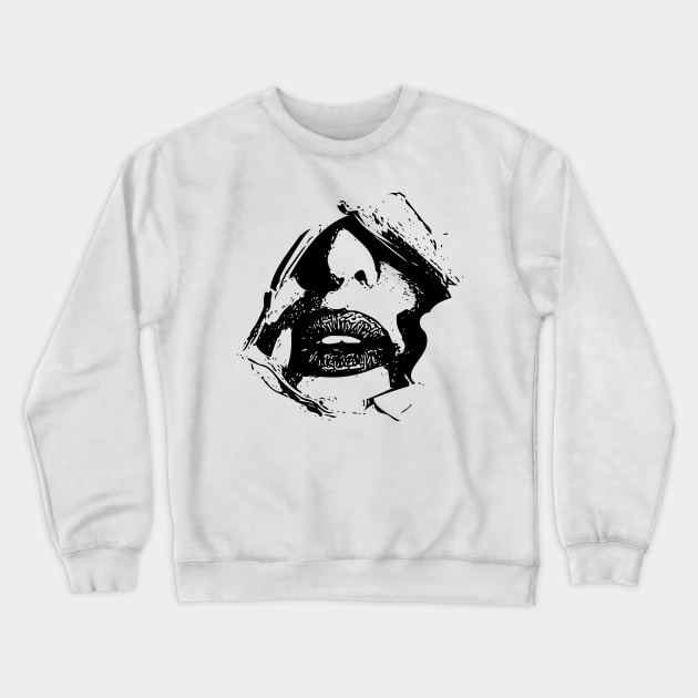 Torn Paper Female Face Crewneck Sweatshirt by sanseffort